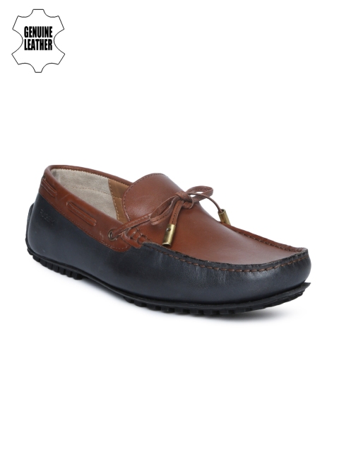 

Ruosh Men Brown & Navy Blue Colourblocked Genuine Leather Boat Shoes