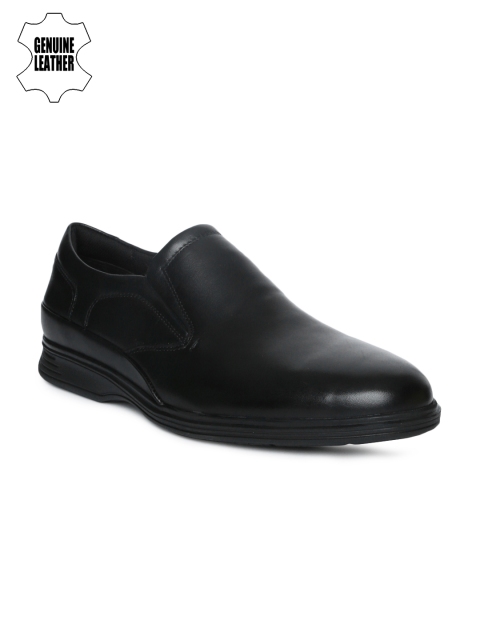 

Ruosh Men Black Genuine Leather Semi-Formal Slip-ons