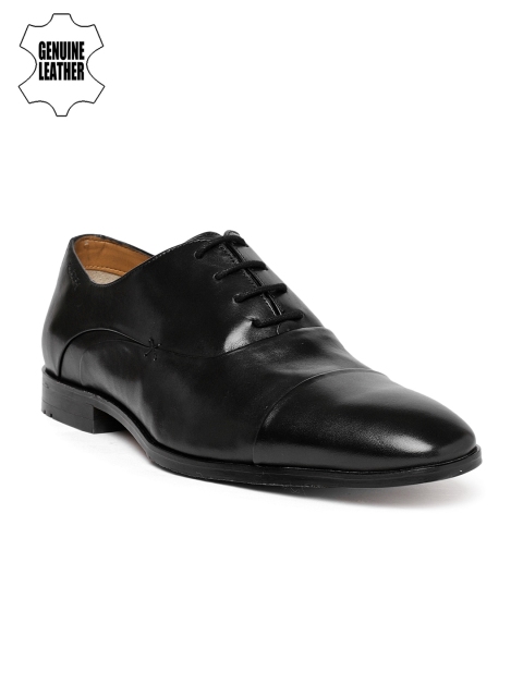 

Ruosh Men Black Genuine Leather Work Formal Oxfords