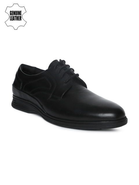 

Ruosh Men Black Genuine Leather Formal Derbys