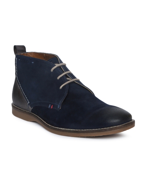 

Ruosh Men Navy Blue Suede Flat Boots