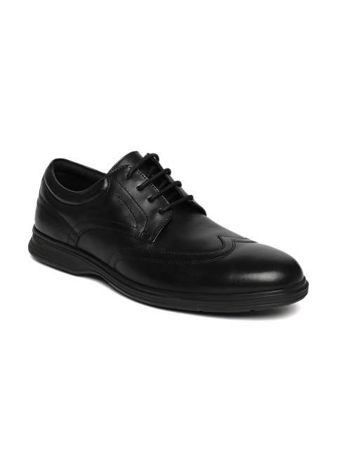 

Ruosh Men Black Solid Leather Brogues