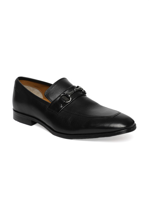 

Ruosh Men Black Solid Formal Leather Loafers