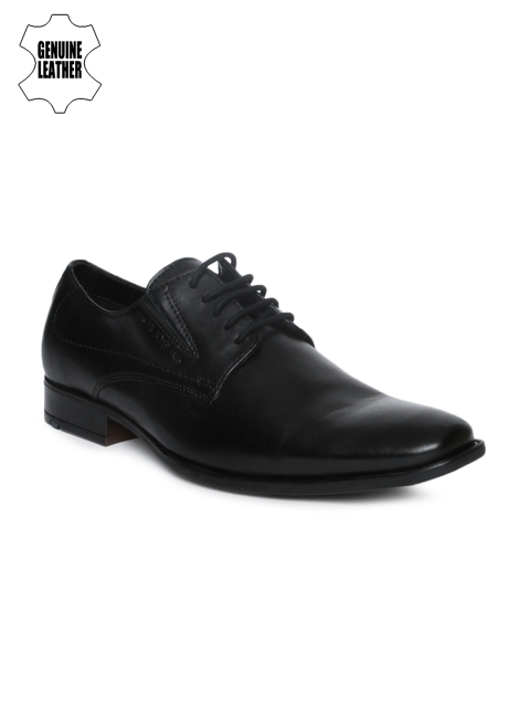 

Ruosh Men Black Genuine Leather Formal Derbys