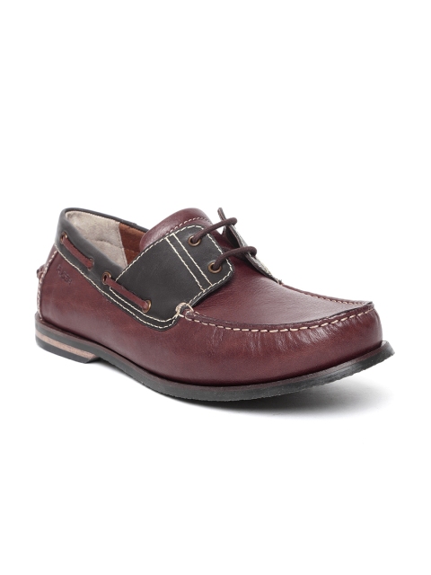 

Ruosh Men Maroon Leather Boat Shoes