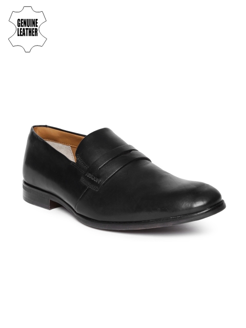 

Ruosh Men Black Leather Formal Slip-Ons