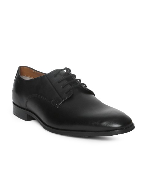 

Ruosh Men Black Leather Derbys