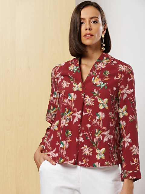 

her by invictus Women Maroon Printed Top