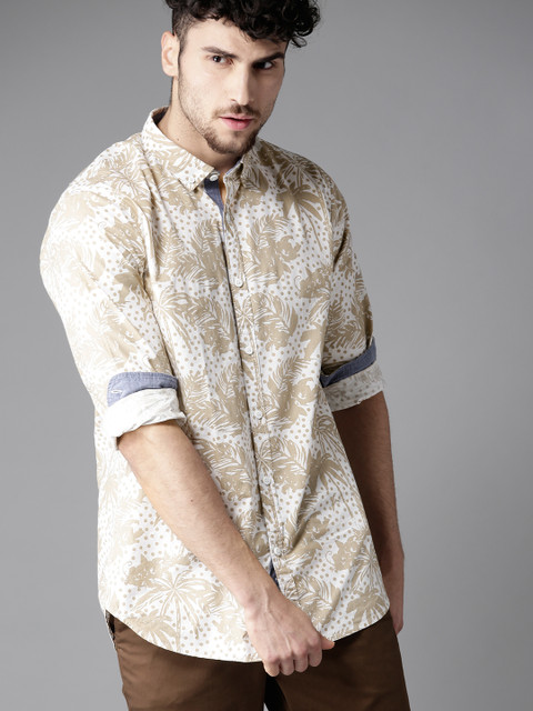 

Moda Rapido Men Beige Regular Fit Printed Casual Shirt