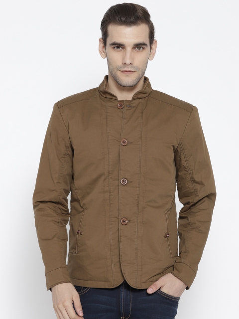 

Fort Collins Men Olive Brown Solid Tailored Jacket