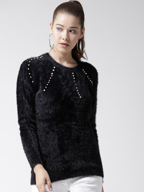 

Fort Collins Women Black Solid Fuzzy Pullover