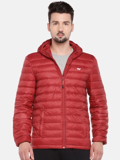 

Wildcraft Men Red Solid Hooded Padded Down Jacket