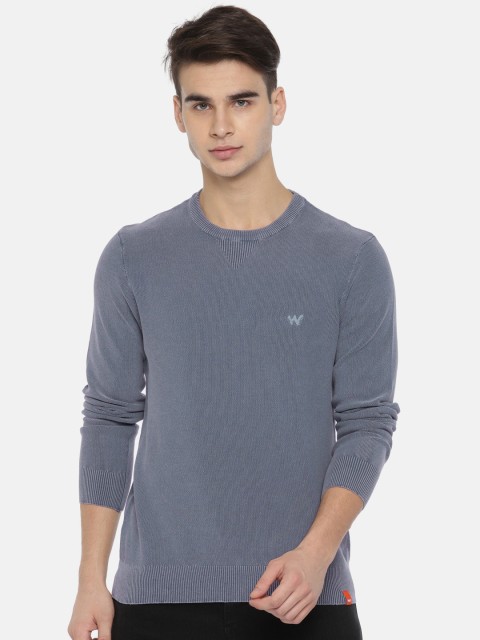 

Wildcraft Men Blue Solid Waffle Crew Sweaters