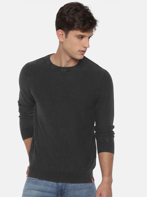 

Wildcraft Men Black Solid Waffle Crew Sweaters