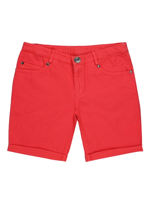 

One Friday Boys Red Solid Regular Fit Chino Shorts