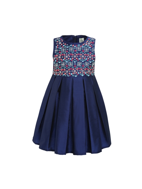 

A Little Fable Girls Navy Blue Printed Fit and Flare Dress