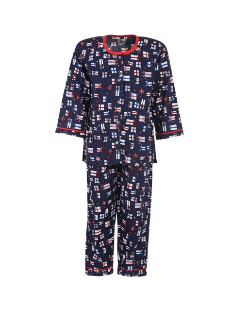 

A Little Fable Boys Navy Blue Printed Night suit