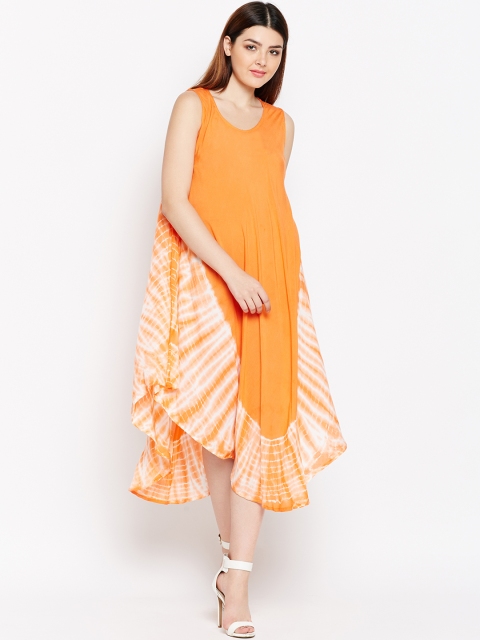 

AASK Women Orange Printed A-Line Dress