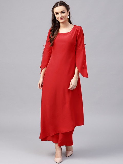 

GERUA Women Red Solid Kurta with Palazzos