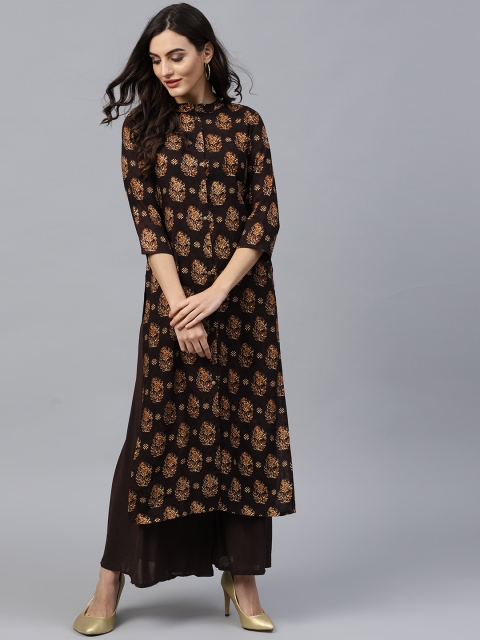 

GERUA Women Coffee Brown Printed Straight Kurta