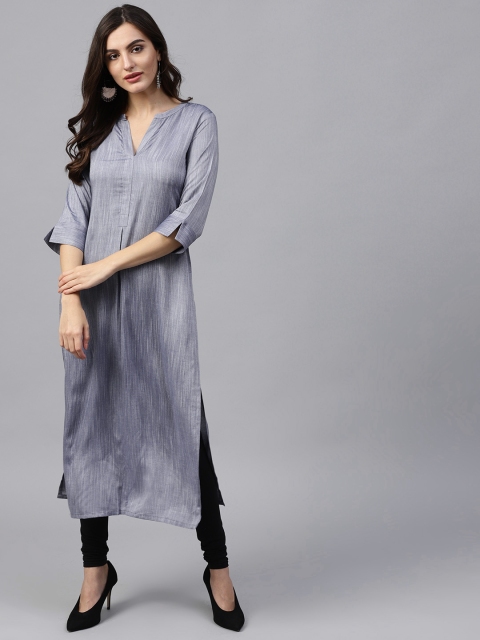 

GERUA Women Grey Solid Straight Kurta