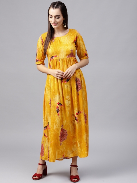 

GERUA Women Yellow & Red Printed Maxi Dress