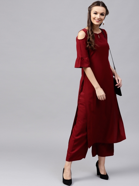 

GERUA Women Maroon Solid Kurta with Palazzos