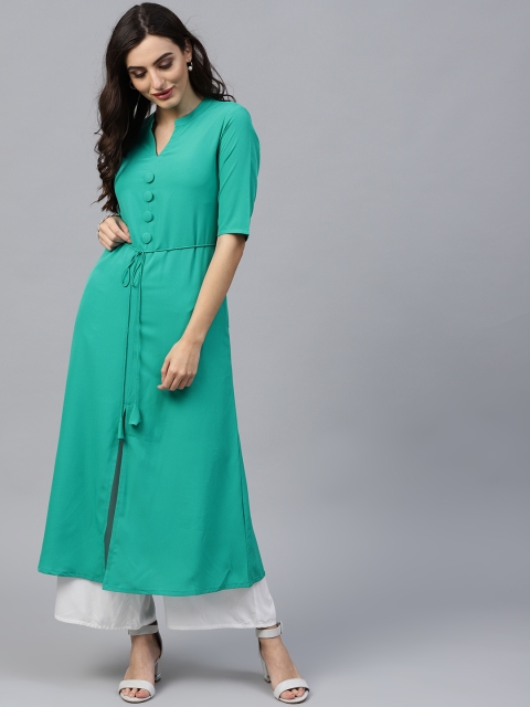 

GERUA Women Green Solid A-Line Kurta