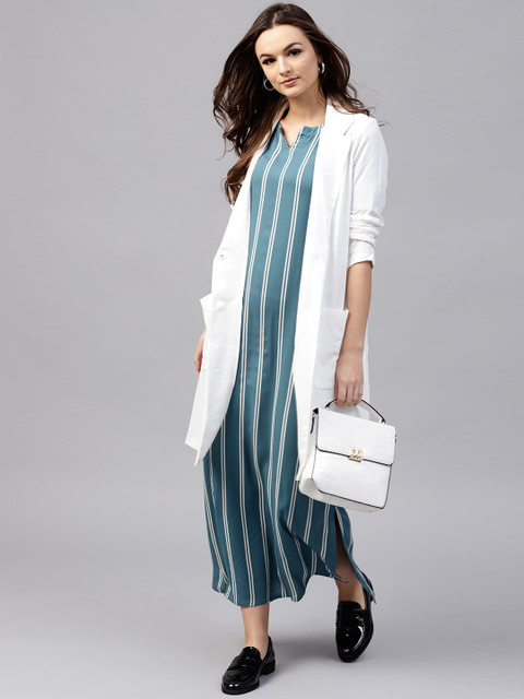 

GERUA Women Teal Blue Striped Maxi Dress