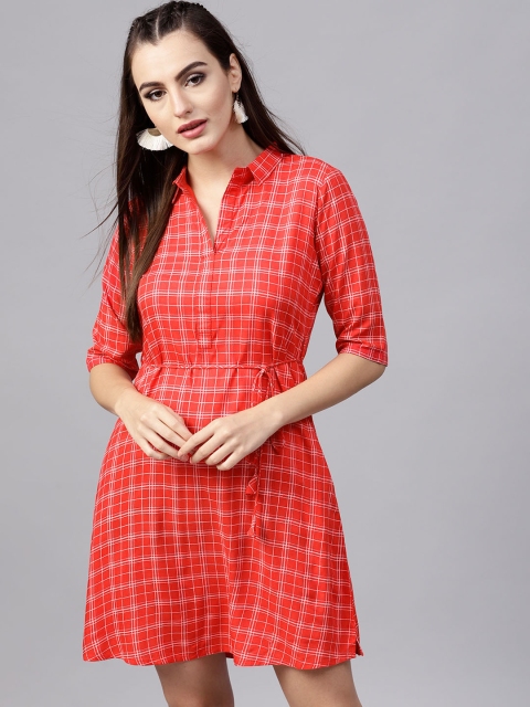 

GERUA Women Red & White Checked A-Line Dress