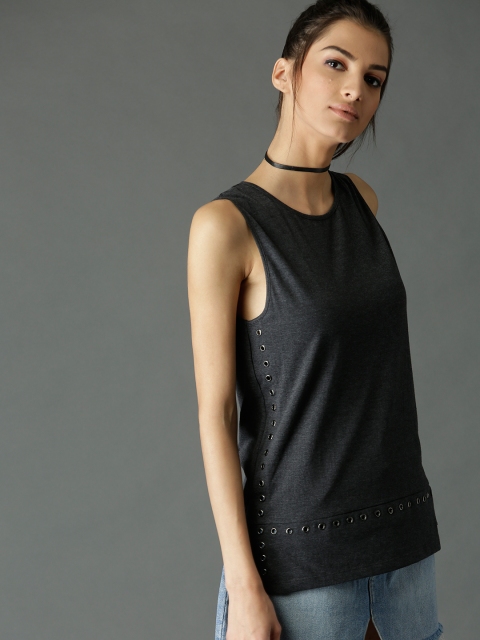 

Roadster Women Charcoal Grey Solid Top