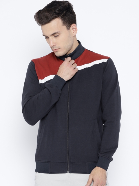 

JUMP USA Men Navy & Red Colourblocked Sweatshirt, Navy blue