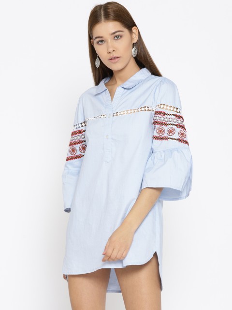 

SCOUP Women Blue Solid Shirt Dress