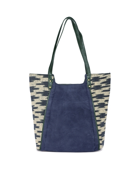 

Kanvas Katha Navy Blue & Beige Printed Shoulder Bag