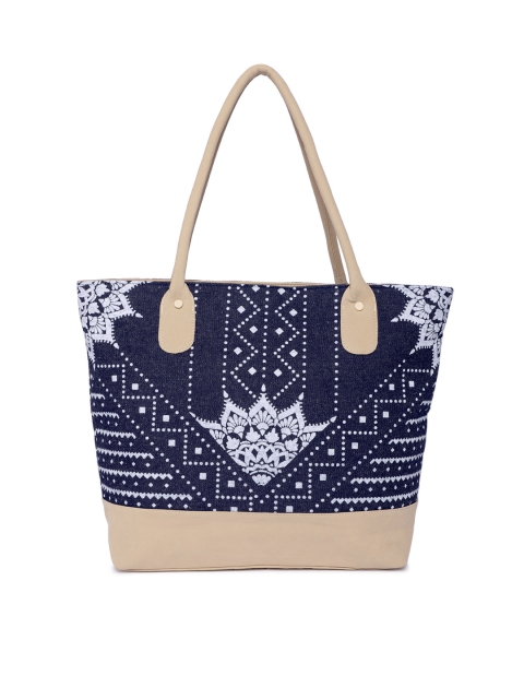 

Kanvas Katha Blue & Beige Printed Shoulder Bag