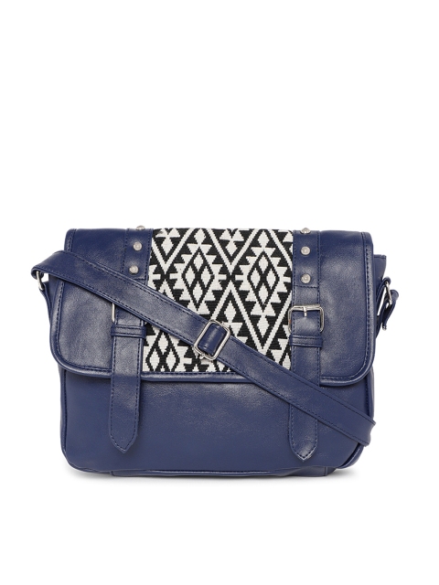 

Kanvas Katha Navy Blue & Beige Solid Sling Bag