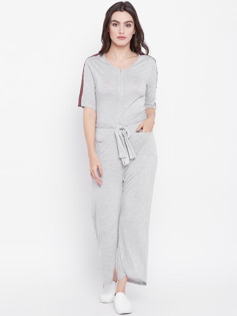

THE SILHOUETTE STORE Grey Solid Basic Jumpsuit