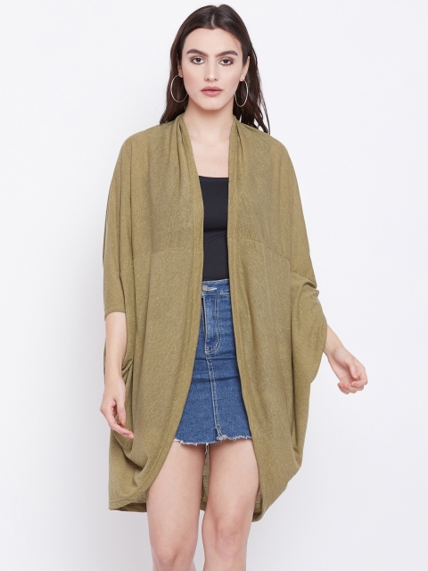 

THE SILHOUETTE STORE Khaki Solid Open Front Shrug
