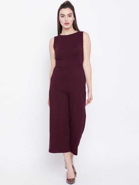 

THE SILHOUETTE STORE Maroon Solid Culotte Jumpsuit