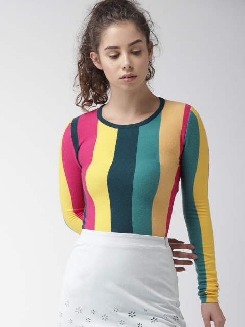 

FOREVER 21 Women Multicoloured Colourblocked Pullover, Multi