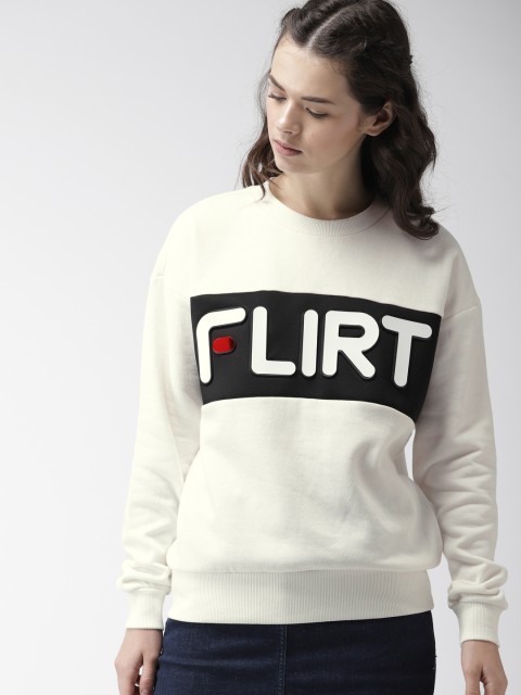 

FOREVER 21 Women Off-White Rubber Printed Sweatshirt