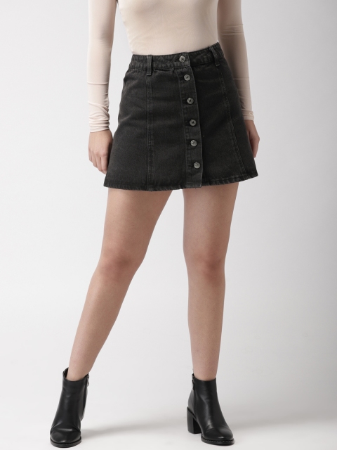 

FOREVER 21 Black Denim Mini A-Line Skirt