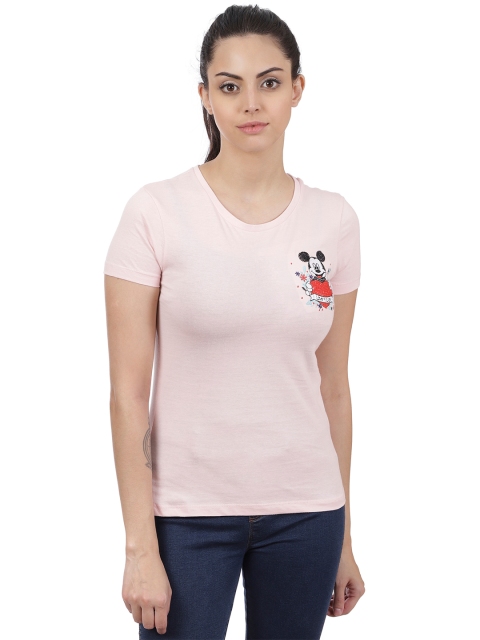 

Free Authority Women Pink Mickey Mouse Printed Round Neck T-Shirt