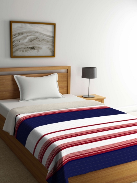 

Portico New York White & Navy Blue Striped AC Room 120 GSM Single Bed Comforter