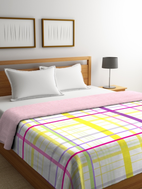 

Portico New York White & Yellow Checked AC Room 120 GSM Double Bed Comforter