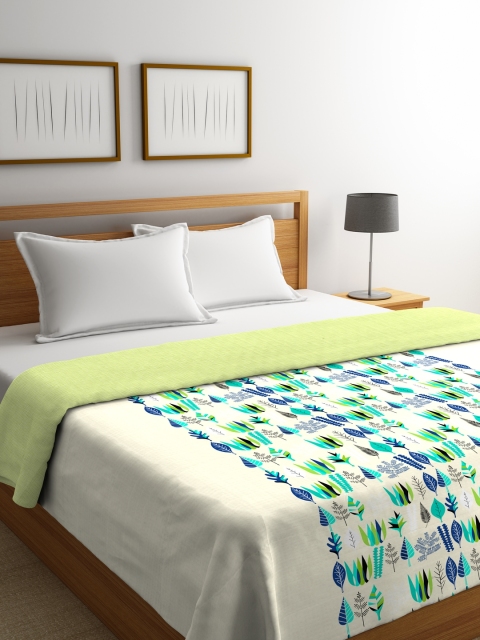 

Portico New York Cream-Coloured & Green Tropical AC Room 120 GSM Double Bed Comforter