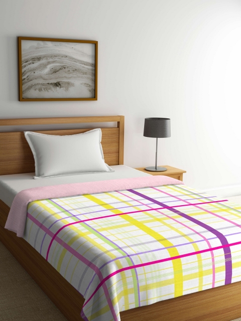 

Portico New York White & Yellow Checked AC Room 120 GSM Single Bed Comforter