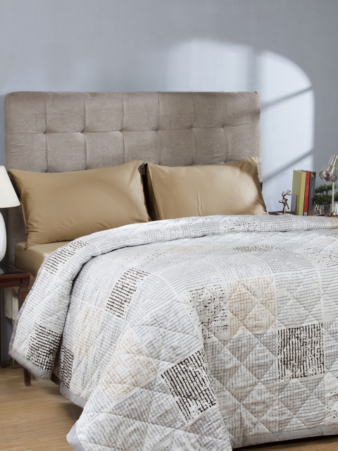 

MASPAR Beige & Grey Abstract AC Room 120 GSM Double Bed Quilt
