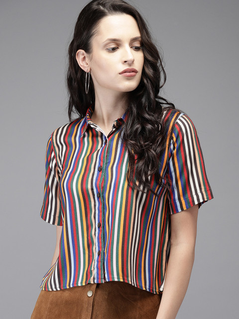 

Moda Rapido Women Multicoloured Regular Fit Striped Casual Shirt, Multi