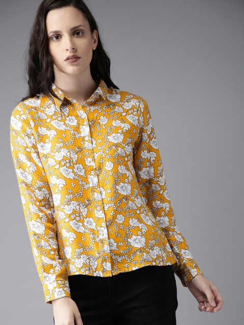 

Moda Rapido Women Mustard Yellow Regular Fit Printed Casual Shirt